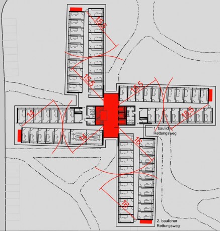 Boehringer Ingelheim, Neubau Verwaltungsgebäude, Pikto Fluchtwege